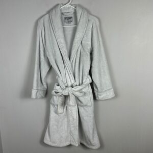 Daniel Buchler White Bathrobe Mens Size Small Robe Belted Tie Waist Pockets